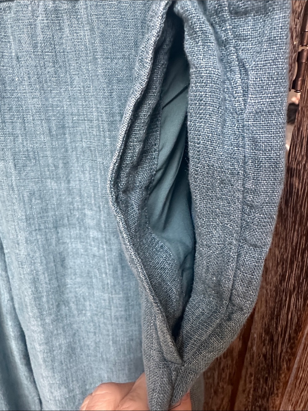 PureJill Linen Women's Wide-Leg Pants in Teal - Picture 4 of 12